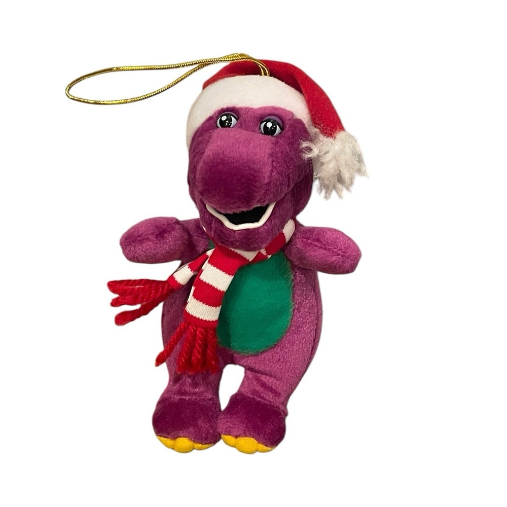 1999 Plush Barney Christmas Ornament Kurt Adler Santa Purple Dinosaur Vintage
